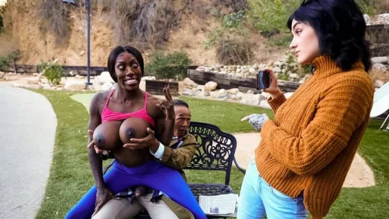 ◤Brazzers◢ Nasty Old Bench Flasher Meets Thirsty Jogging Nymph ►Chong Dong, Ebony Mystique